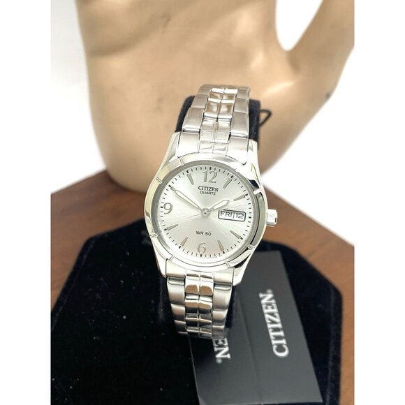 Citizen Women's Watch EQ0540-57A Quartz Silver Dial Day Date Petite 25mm Steel - Picture 1 of 15